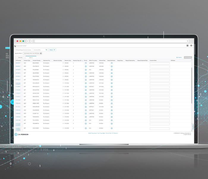 Laptop showing Navisphere container management screen